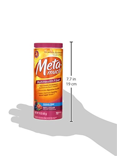 Metamucil Multi-Health Fiber by Meta, Berry Smooth Sugar Free 72 Teaspoons 15 Ounce (Pack of 2)