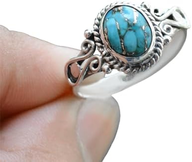 Elegance in Every Detail: Handmade 925 Sterling Silver Rings with 6x8 Oval Natural Gemstones (US Ring size 4, Amethyst)