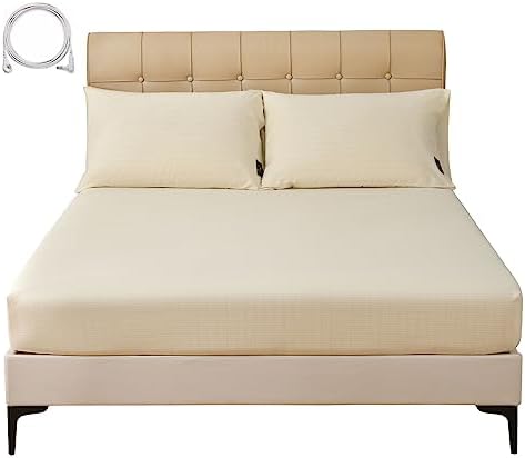 Grounding Sheets Queen, 90% Organic Cotton+10% Silver, Fitted Grounded Bed Sheet Deep Pocket for Improved Sleep & Wellness (White, Queen - 60"x80"x15")