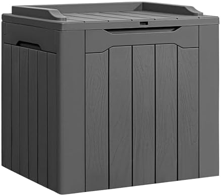 Flamaker Deck Box 31 Gallon Waterproof Resin Storage Box with Lid Indoor Outdoor Delivery Box Storage Bin for Patio Cushions (Grey)