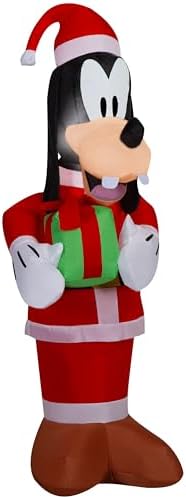 Gemmy Christmas Inflatable Goofy in Santa Suit, 4 ft Tall, Multi