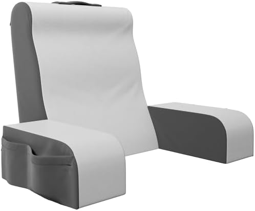 Kӧlbs Reading Wedge Pillow Chic Gray and White Jacquard Cover Back Pillow for Bed Sitting Up, Cushion with Arms for TV Book Gaming Dorm Rooms, Backrest