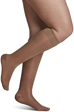 SIGVARIS Women's Sheer Fashion Closed Toe Calf Height - 15-20mmHg Weight Compression Hose - Lightweight & Breathable in Soft Stretch Fabric for Comfortable Everyday Wear