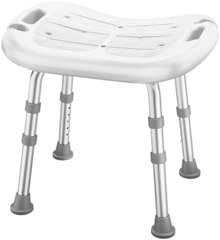 Shower Chair for Inside Shower, Adjustable Shower Stool with Strong Non-Slip Feet, 350 lbs Shower Seat for Inside Tub, Bench Bath Chair for Elderly and Disabled, White