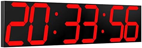 Digital Wall Clock, Oversize Led Digital Clock Large Display with Auto Dimmer, Huge Countdown Timer with Remote Control, 27" Wide Led Display, 6 Digits, Wall Mount, Date and Temperature (Red)