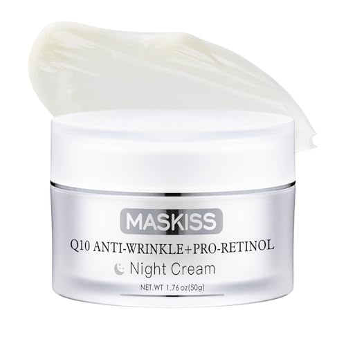 Q10 Anti-Wrinkle Night Cream + Pro-Retinol, Unscented Anti-Aging Face Moisturizer for Sensitive Skin, Firming Face and Neck Cream, 1.76 Oz Jar