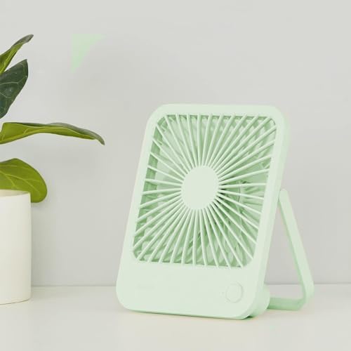 JISULIFE Desk Fan Battery Rechargeable, 4500mAh 180°Foldable Portable Personal Fan, 4 Speeds Adjustable Long Battery-life for Home Office Travel Outdoor Gifts for Women Men-Green