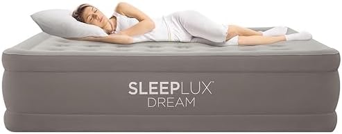 SLEEPLUX Dream Luxury Queen Air Mattress, Built-in Dual Pump, Stays Inflated All Night, 18” Double-High Blow-Up Airbed with Coil Beams, for Guests, RV Camping & Home, 1-Year Warranty