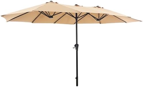 SUPERJARE 13FT Outdoor Umbrella for Patio, Double sided Pool Umbrellas with Fade Resistant Canopy, Large Table Umbrella for Deck, Market, Backyard - Beige