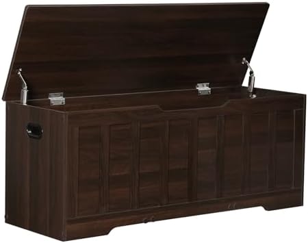 47.2" Storage Chest Extra Large,Storage Trunk with 2 Safety Hinges,Wooden Storage Bench,Shoe Bench,47.2x15.7x19.1 Inch,Easy Assembly,Storage Bench for Bedroom,Living Room,entryway(Espresso).