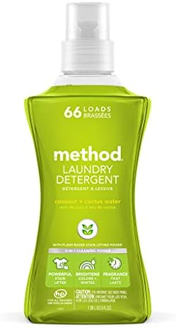 Method Liquid Laundry Detergent, Coconut + Cactus Water, 66 Loads Per Bottle, Biodegradable Formula, Plant-Based Stain Remover, 53.5 Fl Oz (Pack of 1)