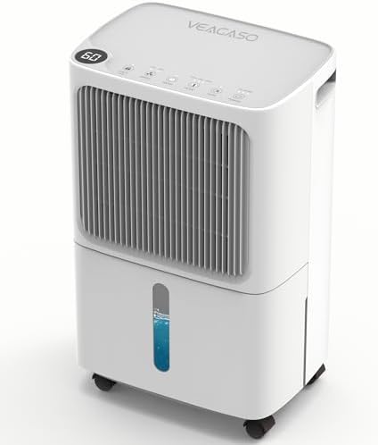 VEAGASO 2500 Sq. Ft Dehumidifier for Basement, 34 Pint Dehumidifiers For Home, Large Room, Auto Drain or Manual Drainage, Digital Control Panel, Auto Defrost, 24H Timer