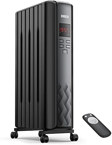 Dreo Oil Filled Radiator Heater, Electric Radiant Heater with Remote Control, 4 Modes, Overheat & Tip-Over Protection, 24h Timer, Digital Thermostat, Quiet Space Heater for Indoor Use Large Room