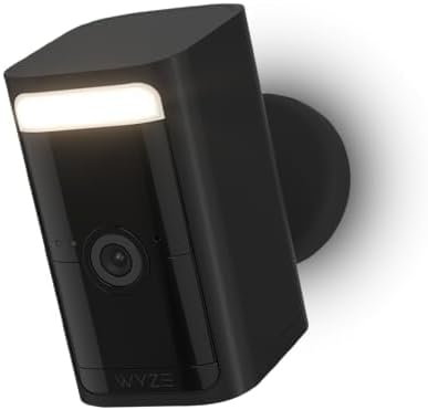 WYZE 2K HDR Rechargeable Battery Outdoor/Indoor Security Camera, Color Night Vision, Integrated Spotlight & Siren, Wire Free, 2-Way Audio - Black, 1-Pack