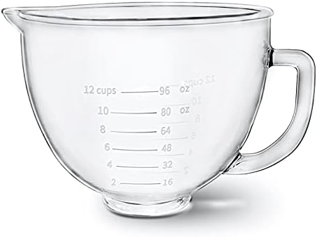 Glass Bowl 5 Quart,with Measurement Markings,Allows Placing it in the Microwave and Refrigerator