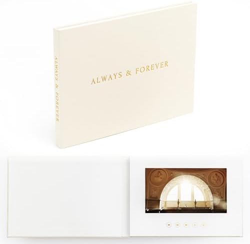 The Motion Books (ALWAYS & FOREVER - GOLD FOIL) | Luxury Linen Bound Video Book | Foil stamping | Up to 3 hours of video, 7” IPS Display, 4GB of memory & Rechargeable Battery