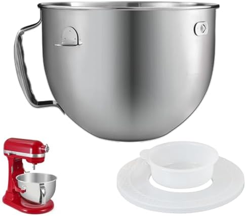 7QT Stainless Steel Mixer Bowl Compatible with Kitchenaid Stand Mixers, 7QT Mixing Bowl for Kitchen Aid Lift with Handle and Lid, Dishwasher Safe
