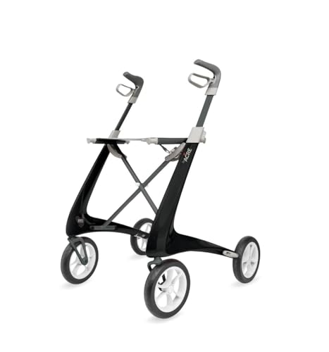 byACRE Carbon Ultralight Rollator Walker with Organizer Bag, Regular Track, 16.5" x 24" Seat (W x H), Black