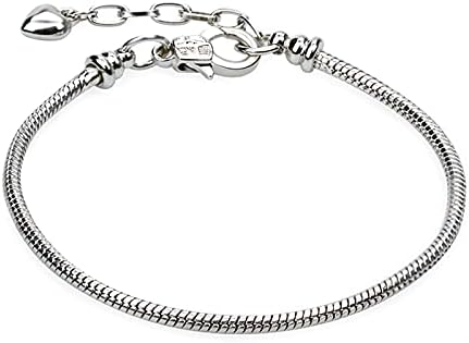 tiggell 5pcs Chain Bracelets Kit Silver Plated Snake Chain with Heart Lobster European Charm Bracelet for Christmas DIY Women Jewelry Findings Bracelet Making