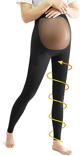 beister Maternity Medical Compression Tights, 20-30mmHg Graduated Support Pregnancy Legging with Button Elastic Band & Abdominal Protection, Footless High Waist Compression Pantyhose for Varicosity