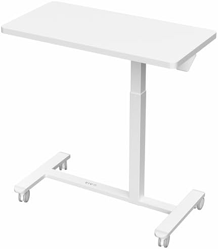 VIVO Mobile 32 x 16 inch Over Couch Laptop Table, Height Adjustable Bedside Desk for Recliner, White, CART-V02L-W