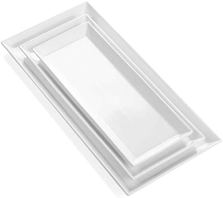 Sweese White Serving Platters for Entertaining - Rectangular Porcelain Serving Plates - Serving Trays for Food, Fruits, and Appetizers at Parties - Set of 3