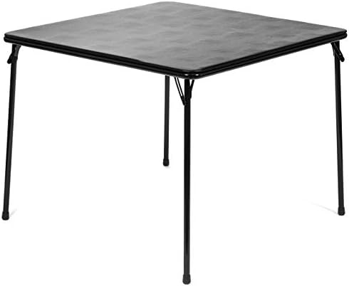 38" Square Folding Card Table - Portable, Easy-to-Store, Vinyl Upholstered, Sturdy Steel, Wheelchair Accessible - Black