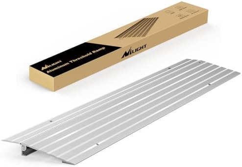 Nilight Door Threshold Ramp, 1" Rise Portable Aluminum Wheelchair Door Transition Entry Ramps for Doorways Home Steps
