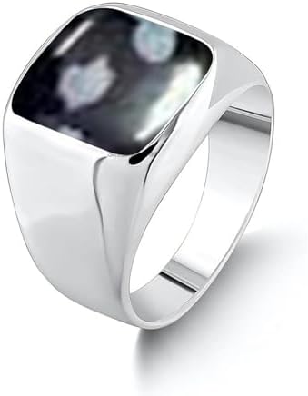 Solid 925 Sterling Silver Cushion Shape Gemstone Men Signet Ring, Beautiful Handcrafted Christmas Gift for Fathers, Son, Boyfriend, Friend