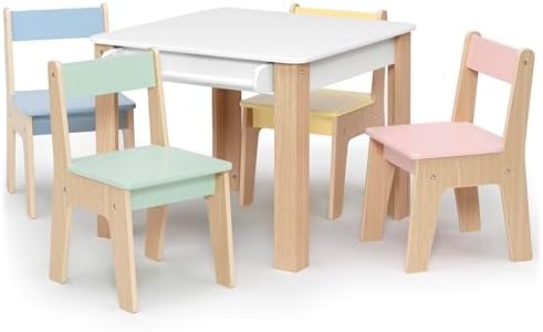 Delta Children - GapKids Table and 4 Chair Set with Paper Roll Holder - Greenguard Gold Certified, Pastel