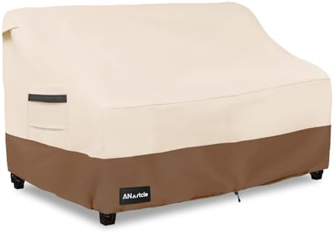 2-Seater Patio Loveseat Cover,58W x 32.5D x 31H Inches Outdoor Couch Cover,100% Waterproof Heavy Duty Patio Sofa Covers,Patio Furniture Covers,Beige&Brown
