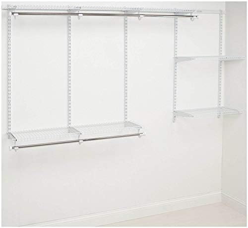 Rubbermaid Configurations Custom Closet Kit, 4-8 Ft. Adjustable Metal Wire Shelving, White Finish, Expandable Organization System, Hardware Included, for Home Closet/Pantry/Laundry/Mudroom