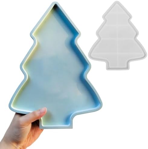 Wehous Christmas Tree Tray Mold for Resin Concrete, Large Storage Container Jewelry Candle Holder Epoxy Resin Casting Molds, Christmas Ornament Decorative Serving Tray Dish Plate Molds DIY Art Craft