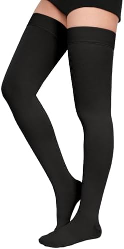 Thigh High 20-30mmHg Compression Stocking, Closed Toe Compression Socks for Women & Men Circulation with Silicone Dot Band-Ideal for Athletic, Medical, Travel Use