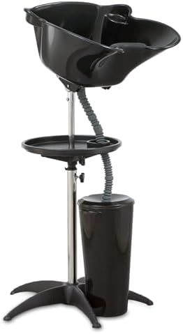 Portable Shampoo Bowl (Pack of 1) | Adjustable Basin Height,One-Bucket Design with Drain Hoses | Home & Barber Use | Black