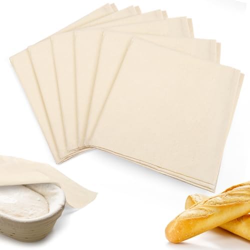 6pcs All-cotton Tea Towels for Baking Sourdough - 28" Unbleached Bread Basket Flour Sack Towels, Proofing Cover Cloth for Dough Raising Baguettes Loaves Ciabatta, Bread Making Accessories Bakers Gift