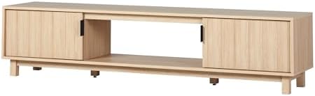 Walker Edison Arundo Fluted TV Stand for TVs up to 80 Inches, 70" TV Stand, Coastal Oak
