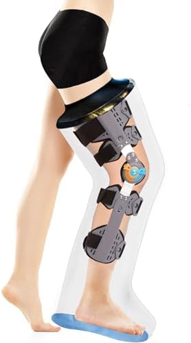 Adult Leg Cast Protector for Shower, KT5105 Waterproof Cast Cover for Shower Leg with Non-Slip Padding Bottom, Full Leg Shower Protector Watertight Protection to Broken Leg, Knee, Foot, Ankle Wound