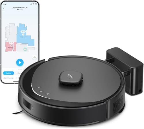 Tapo LiDAR Smart Navigation Robot Vacuum and Mop, 5300Pa Max, 97%+ Dust Pickup Rate, Customizable Cleaning, Self-Charging, Works w/Alexa & Google Home, RV30 Max