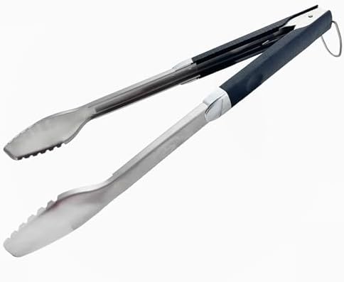 Commercial Grade Barbecue Tongs Stainless Steel 18-Inch Extra Long Heavy Duty Barbecue Tongs, Heat Resistant Handles for BBQ Outdoor Kitchen and Camping Cooking Grilling Food