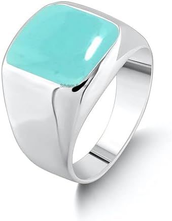Solid 925 Sterling Silver Cushion Shape Gemstone Men Signet Ring, Beautiful Handcrafted Christmas Gift for Fathers, Son, Boyfriend, Friend