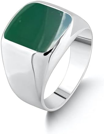 Solid 925 Sterling Silver Cushion Shape Gemstone Men Signet Ring, Beautiful Handcrafted Christmas Gift for Fathers, Son, Boyfriend, Friend