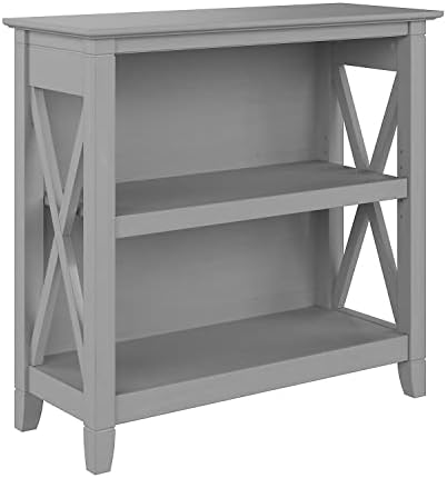 Bush Furniture Key West Small 2 Shelf Bookcase in Cape Cod Gray, Compact Home Organizer, Vertical Storage Solution, Bookshelf for Office or Living Room