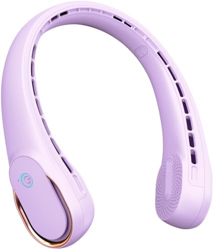 FrSara Neck Fan, Portable Personal Fan Strong Wind, 5200mAh, Air Volume,360° Cooling, No Hair Twisting, Air Volume On 2 Sides, Non-Slip, Quick Charge, Long Use Time, Gift for Women, Men, Birthday