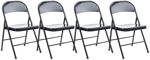 Alera Armless Steel Folding Chair, Supports Up to 275 lb, Black Seat, Black Back, Black Base, 4/Carton