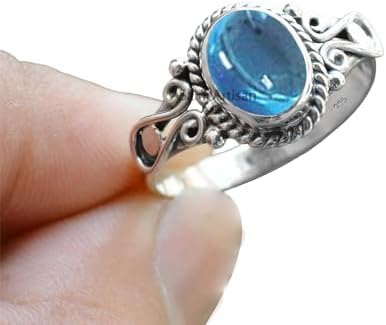 Elegance in Every Detail: Handmade 925 Sterling Silver Rings with 6x8 Oval Natural Gemstones (US Ring size 4, Amethyst)