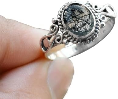 Elegance in Every Detail: Handmade 925 Sterling Silver Rings with 6x8 Oval Natural Gemstones (US Ring size 4, Amethyst)