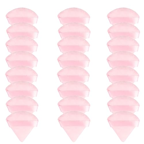 24 Pcs Triangle Powder Puff, Cotton Makeup Puff, Washable Face Powder Puff (24LP), Christmas Gifts Stocking Stuffers for Women Girls