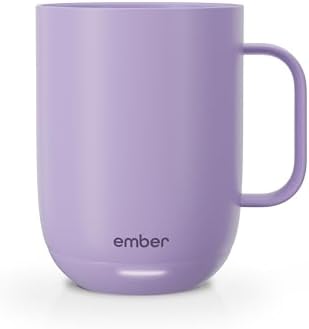 Ember Temperature Control 14oz Smart Mug 2, App-Controlled and Rechargeable Heated Coffee Cup Warmer with Intelligent LED Display, Lavender.