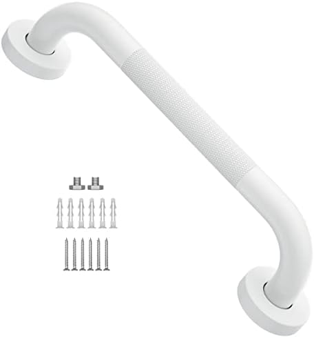 12 Inch Anti Slip Shower Grab Bar Oil Rubbed White, Munzong Bathroom Grab Bar, Knurled Bathroom Balance Bar,Safety Hand Rail Support Handicap Elderly Injury Senior Assist Bath Handle